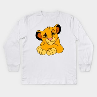 Lion cartoon face, lion face mask, face mask lion, animal nursery art, wild life, animal print Kids Long Sleeve T-Shirt